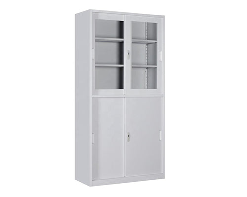 4-Door Steel Office Filing Cabinet with Sliding Glass Doors