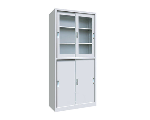 4-Door Steel Office Filing Cabinet with Sliding Glass Doors