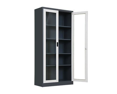 2-Drawer Full Glass Doors Filing Cabinet