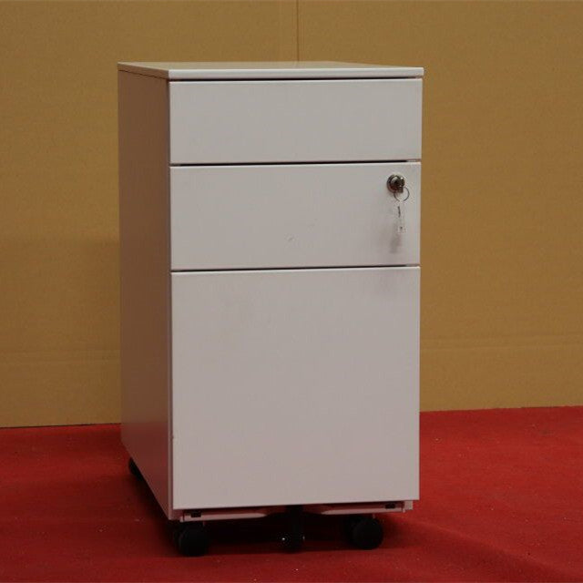 300mm Wide Slim Mobile Pedestal | 3 Drawers Steel Office Cabinet