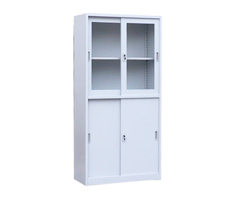 4-Door Steel Office Filing Cabinet with Sliding Glass Doors