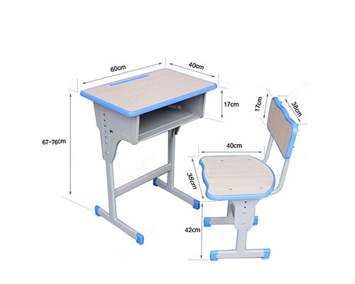 Adjustable Height Students Desk and Chair with Colorful Frame