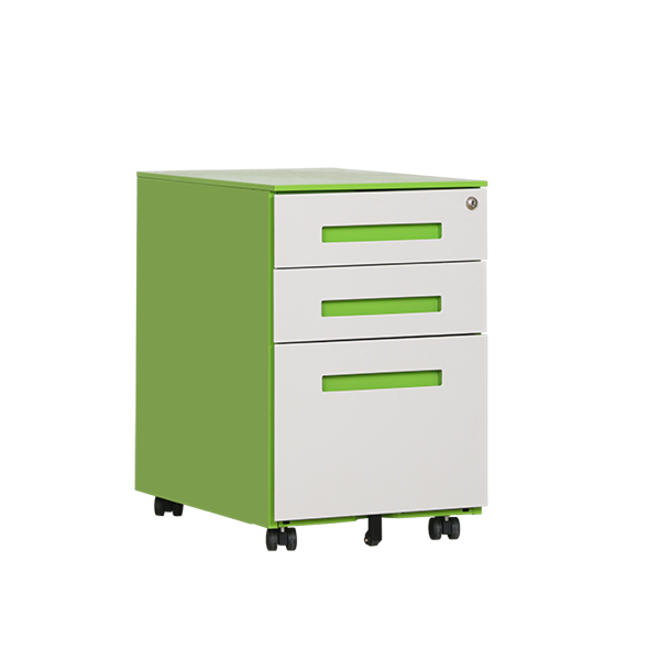 Colorful Embedded Handle 3 Drawer Mobile Pedestal | Steel Office Cabinet