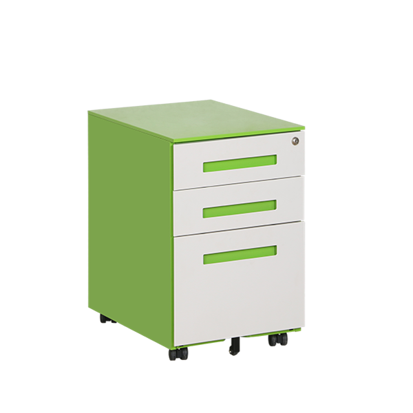 Colorful Embedded Handle 3 Drawer Mobile Pedestal | Steel Office Cabinet