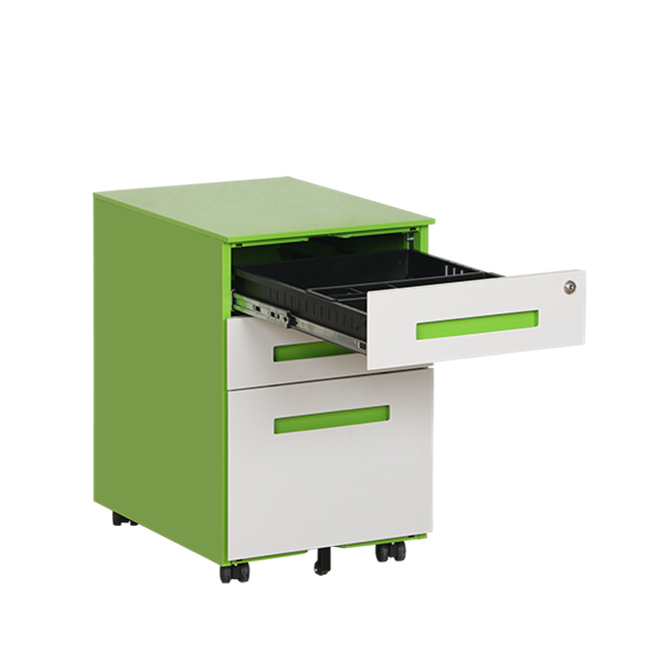 Colorful Embedded Handle 3 Drawer Mobile Pedestal | Steel Office Cabinet