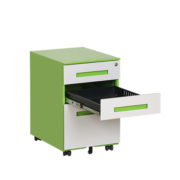Colorful Embedded Handle 3 Drawer Mobile Pedestal | Steel Office Cabinet