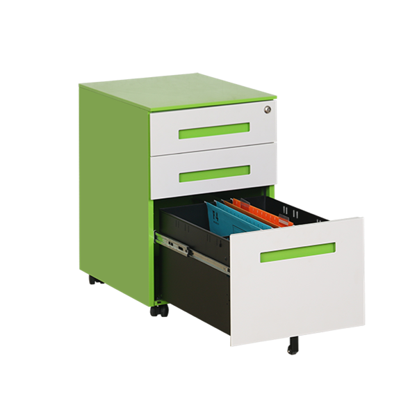 Colorful Embedded Handle 3 Drawer Mobile Pedestal | Steel Office Cabinet