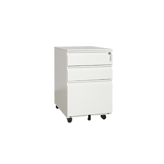 Finger Handle 3 Drawer Thin Top Mobile Pedestal | Steel Office Cabinet