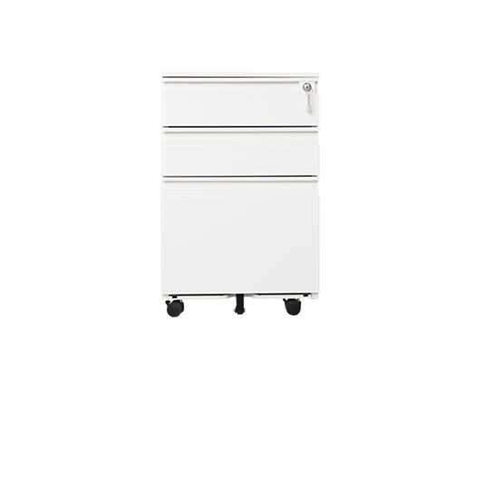 Finger Handle 3 Drawer Thin Top Mobile Pedestal | Steel Office Cabinet