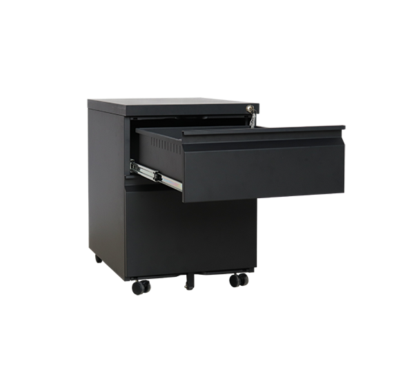 2 Drawer Mobile Pedestal with Finger Handle for Office Storage