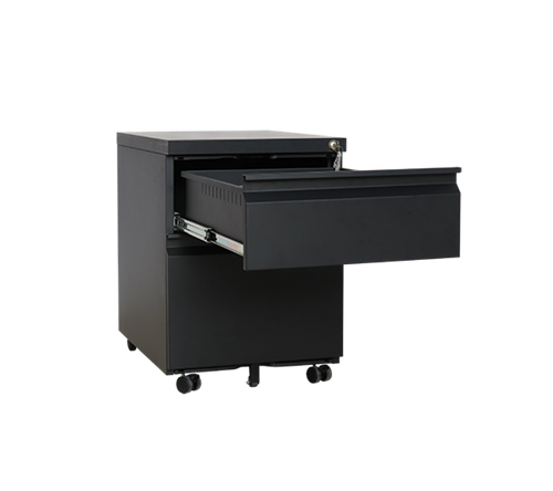 2 Drawer Mobile Pedestal with Finger Handle for Office Storage
