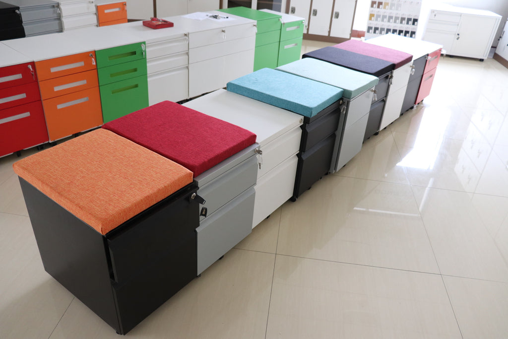 2 Drawer Mobile Pedestal with Cushion | Euloong Steel Office Cabinet