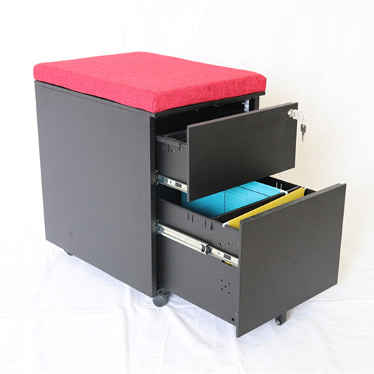 2 Drawer Mobile Pedestal with Cushion | Euloong Steel Office Cabinet