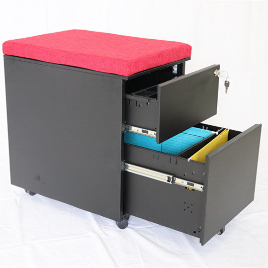 2 Drawer Mobile Pedestal with Cushion | Euloong Steel Office Cabinet