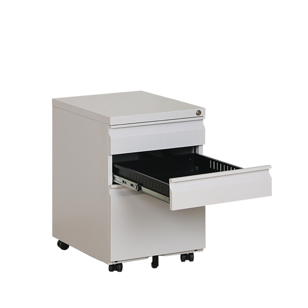 3 Drawer Thick Top Mobile Pedestal | Finger Handle Steel Office Cabinet