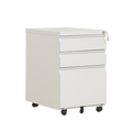 3 Drawer Thick Top Mobile Pedestal | Finger Handle Steel Office Cabinet