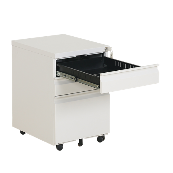 3 Drawer Thick Top Mobile Pedestal | Finger Handle Steel Office Cabinet